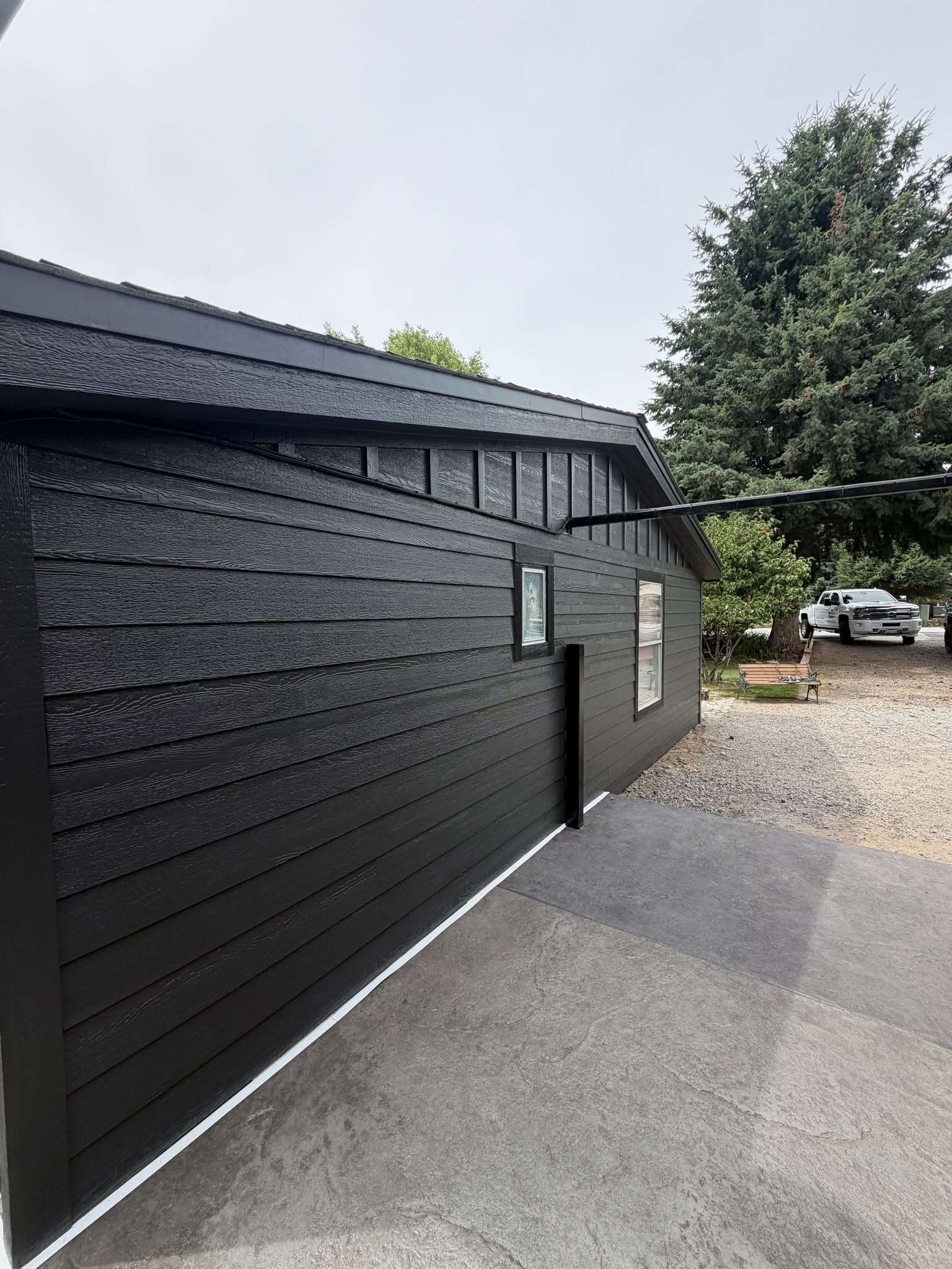 Siding Dark House And Garage Exterior 3