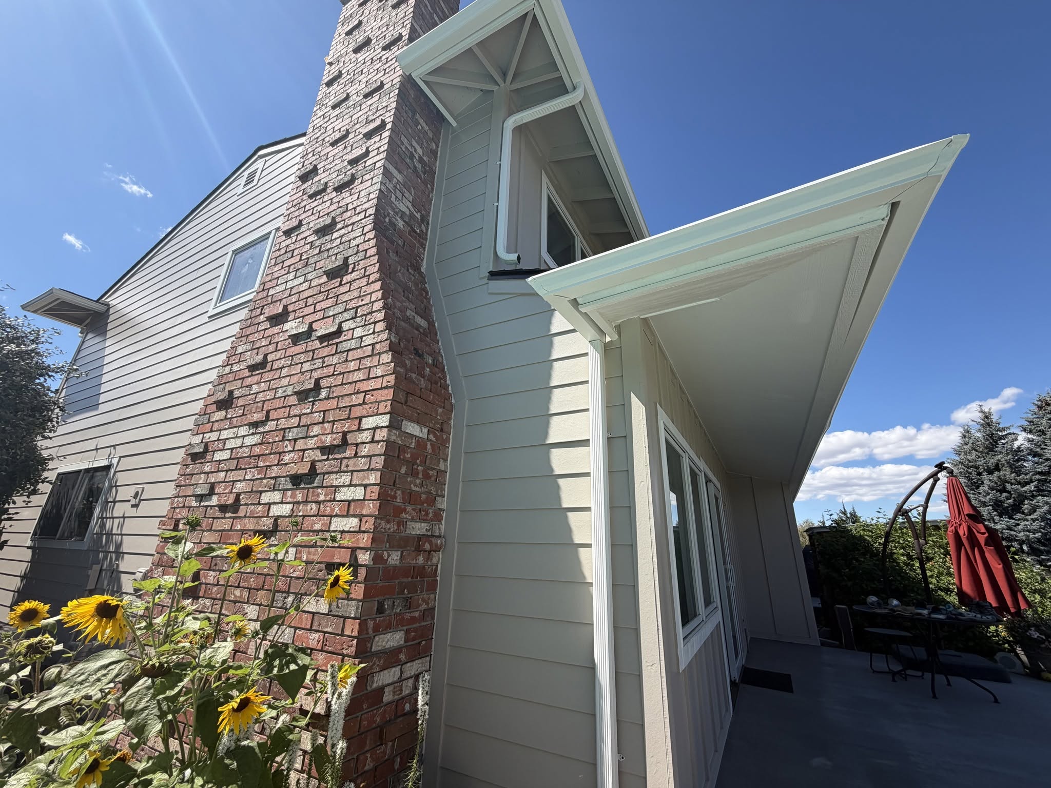 Siding Cream Lap Siding Brick Chimney