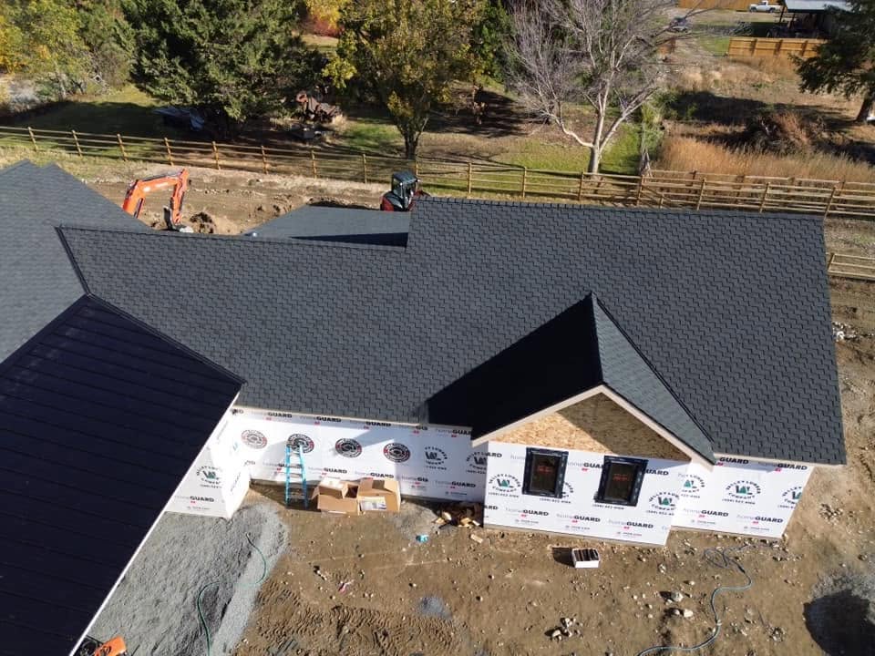 New Construction Roof Black Shingles Orchard 2