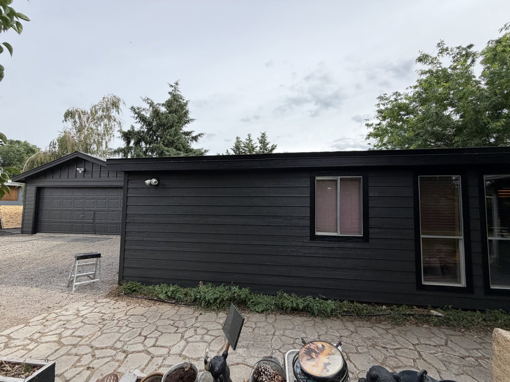 Siding Dark House And Garage Exterior 4